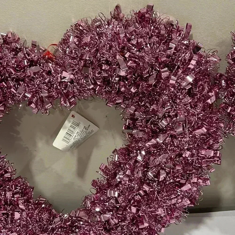 14” Pink Tinsel Heart